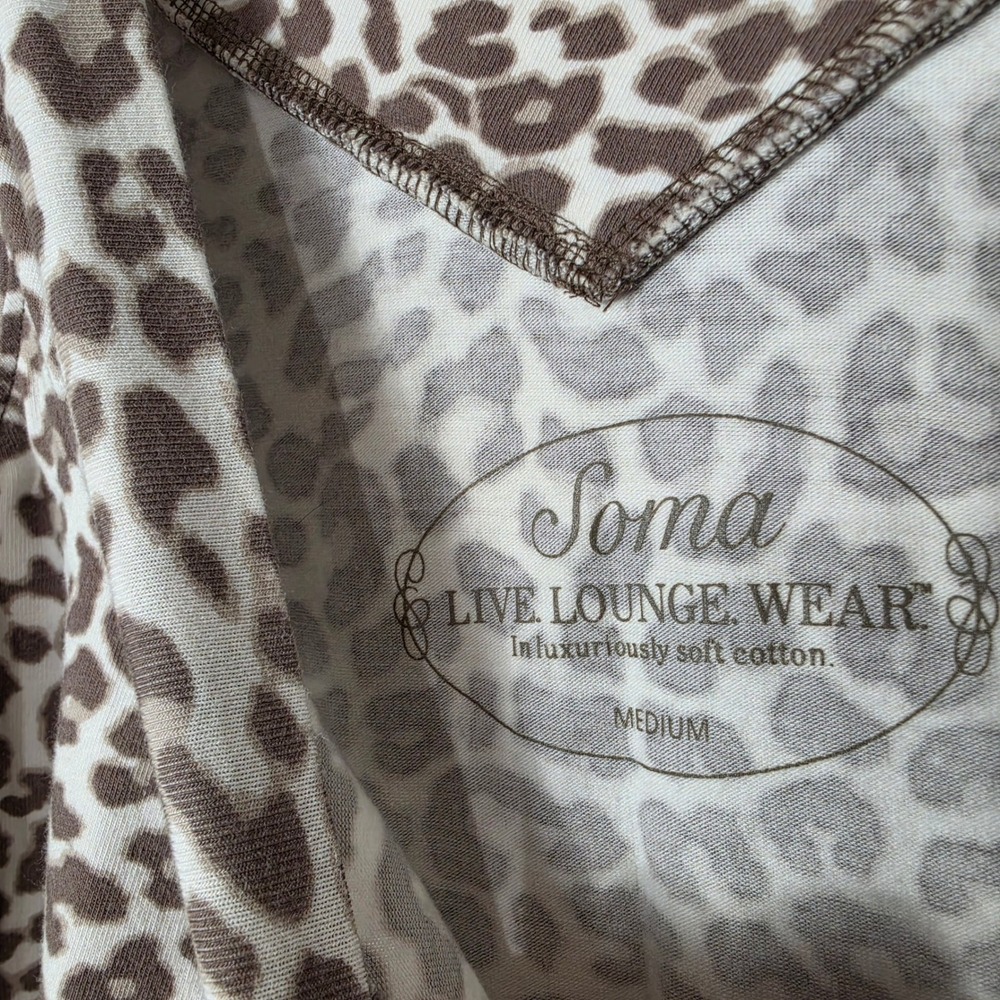 Soma Maxi Dress Leopard Animal Print Soft Cotton Lounge Wear Medium - Picture 4 of 9